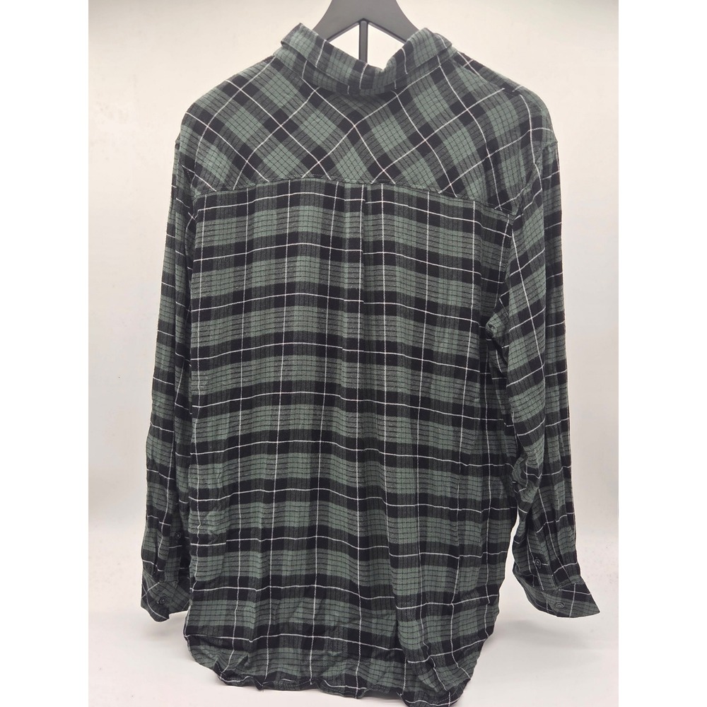 Market & Spruce Women's XL Green Black Plaid Rayon Button-Up Shirt 101-800 - Picture 2 of 5